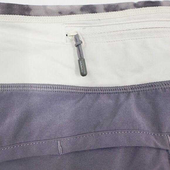 Lululemon Turbo Run Shorts Womens 10 Mid Rise Gray/Purple 4” Pockets Sporty - Picture 6 of 11